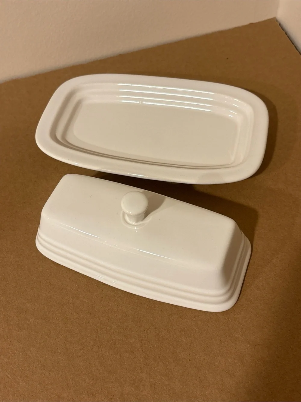 FIESTA White Ceramic Covered Butter Dish with Knob Top FIESTAWARE Retired HTF